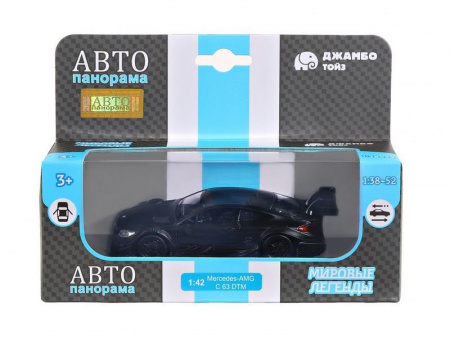 Фото Машина "АВТОПАНОРАМА" Mercedes-AMG C 63 DTM, черный матовый, 1/43, инерция, в/к 17,5*12,5*6,5 см | Инномарт