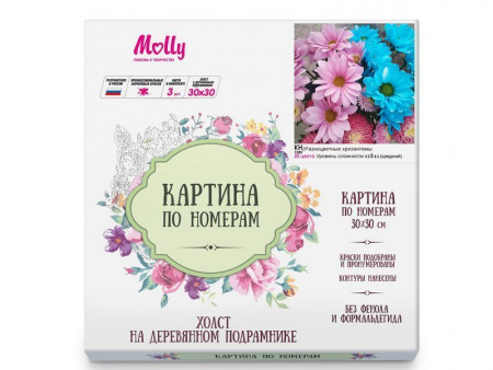 Фото Картина по номерам 30х30 РАЗНОЦВЕТНЫЕ ХРИЗАНТЕМЫ (22 цвета) | Инномарт