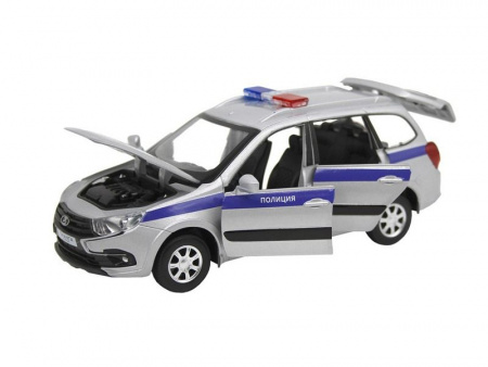Фото Машина "АВТОПАНОРАМА" LADA GRANTA CROSS "Полиция", серебро, 1/24, свет, звук, в/к 24,5*12,5*10,5 см | Инномарт