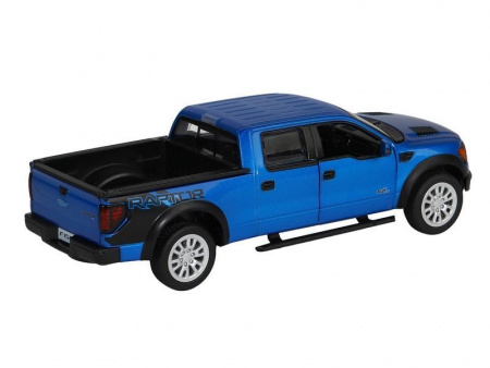 Фото Машина "АВТОПАНОРАМА" Ford F-150 SVT Raptor, синий, 1/34, свет, звук, инерция, в/к 20*10*11 см | Инномарт